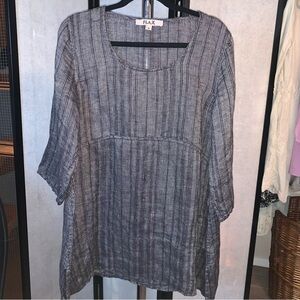 96. Flax Linen Striped Tunic